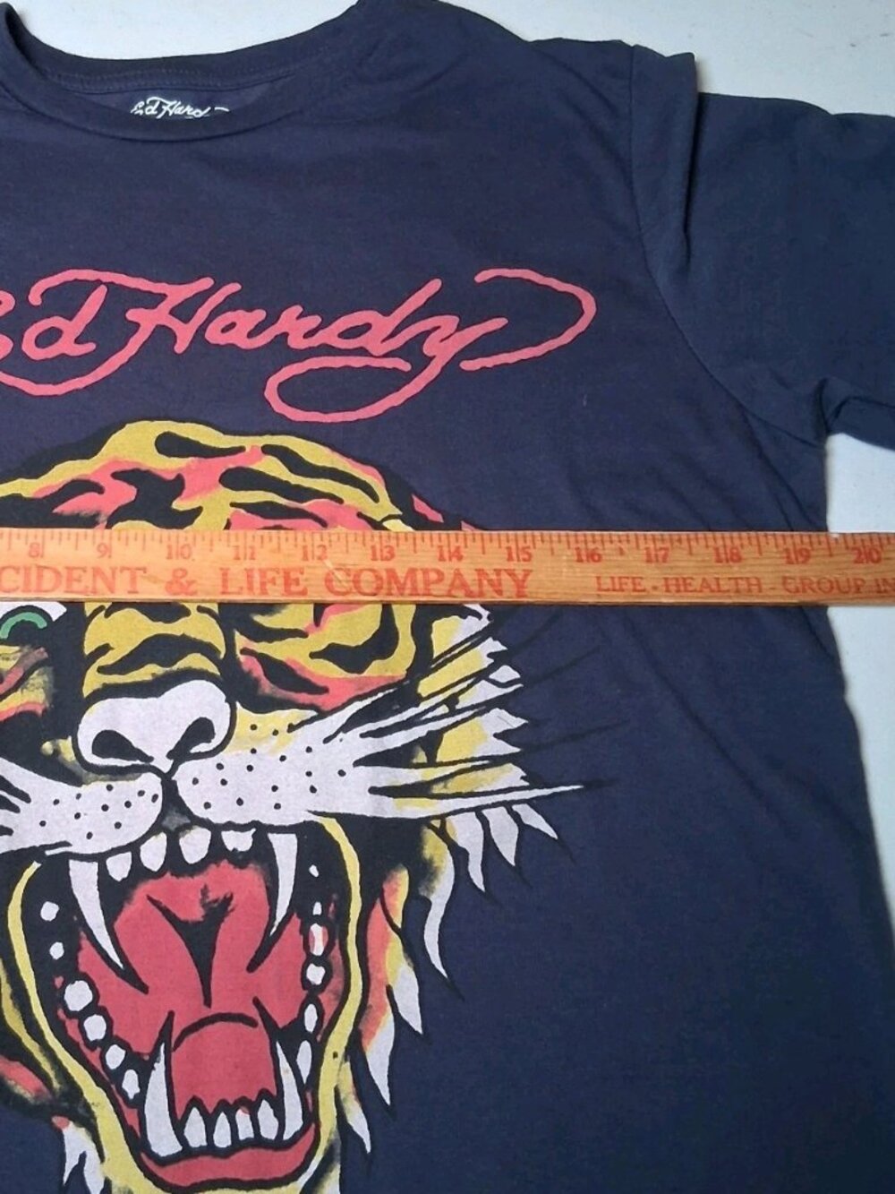 Ed Hardy T Shirt Men Navy Blue Tiger Face Graphic Y2K Retro Short Sleeve - Picture 5 of 9